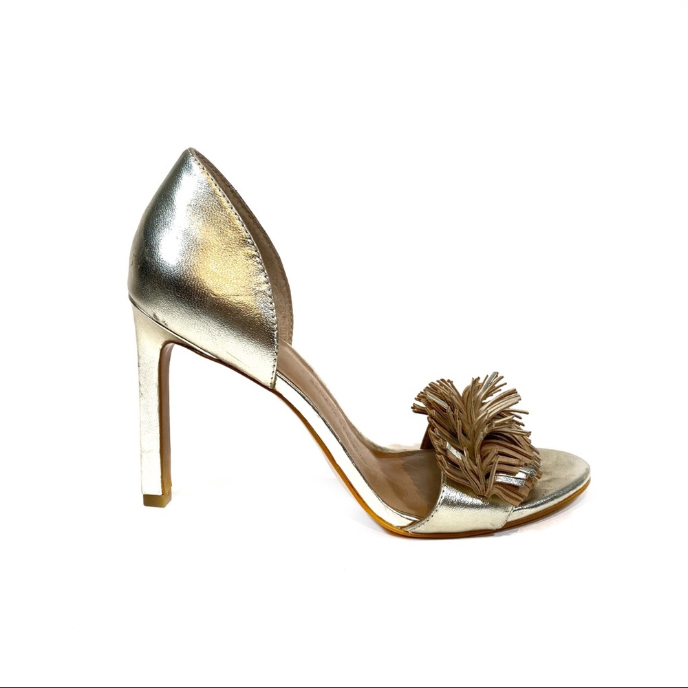 Banana Republic Gold Fringe Open Toe Heels NWOT